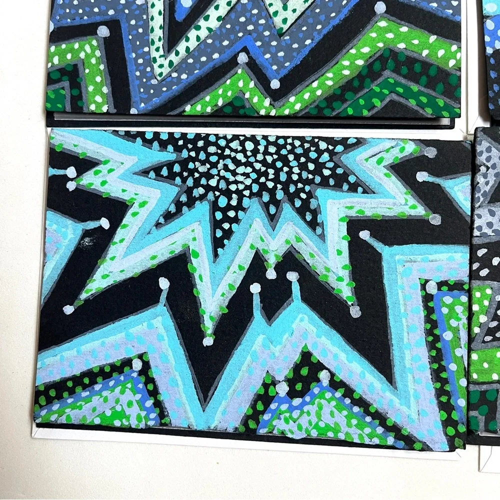 Colorful Patterned Cards-Artist Designed & Painted. Very Special Luxury Cards